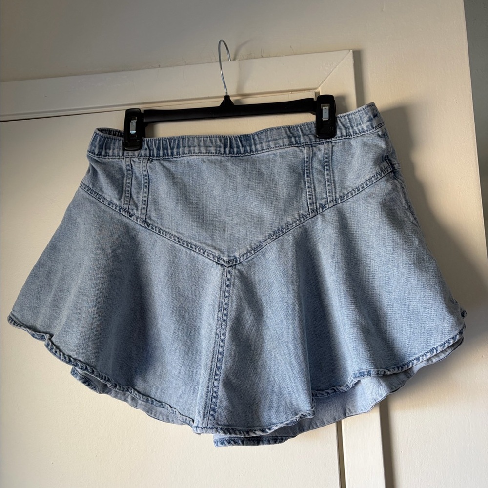 Aerie Light Blue Denim Flare Skirt - Picture 2 of 4